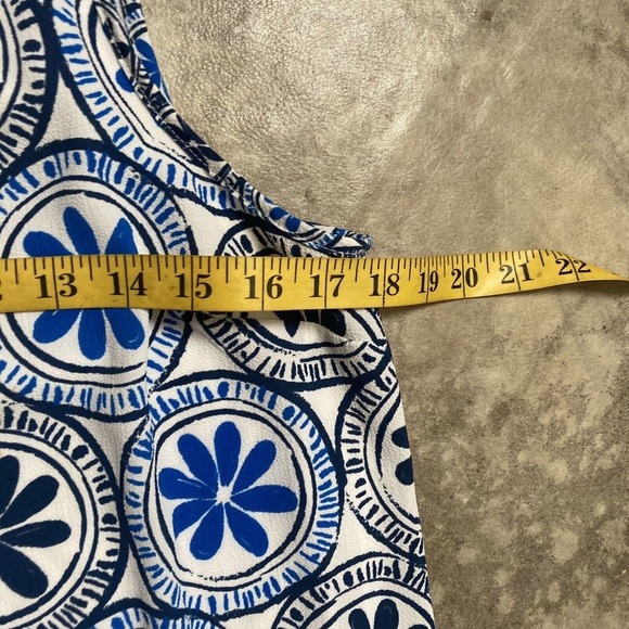 Mudpie Dress Womens Size Medium Blue White Mosaic Print Sleeveless Mini - Picture 3 of 13